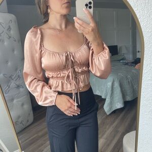 Forever 21 Satin Pink Crop Top